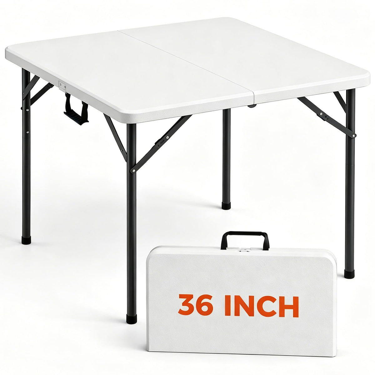 5 FT Folding Table, Heavy Duty Fold in Half Plastic Tables with Carry Handle, Portable Indoor Outdoor Utility Table for Party, Picnic, Camping, Banquet, Wedding, RV Travel