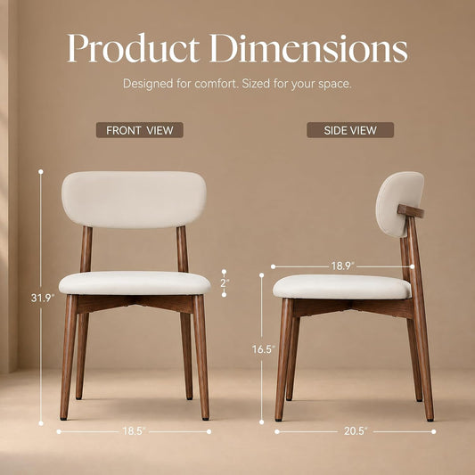 Upholstered Dining Chairs Set of 2, Modern Metal Kitchen Side Chairs with Ergonomic Curved Backrest, Perfect for Dining Room Living Room Cafe, Light Gray