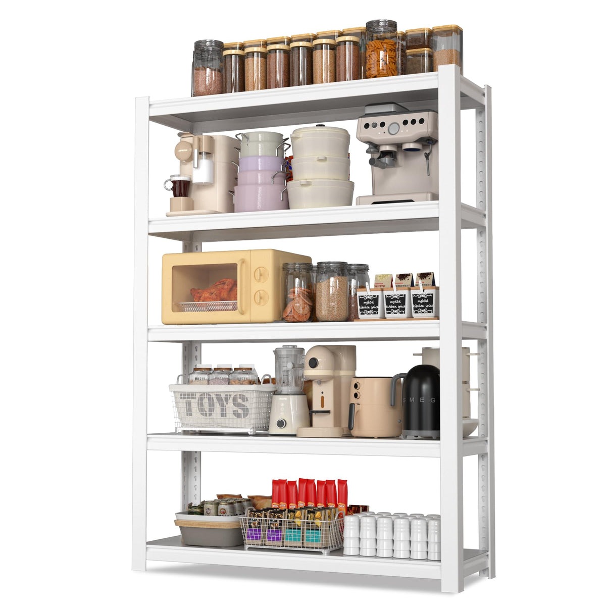 WORKPRO 2180LBS Capacity 5-Tier Black Shelving, 35.4”Wx11.8”Dx72”H