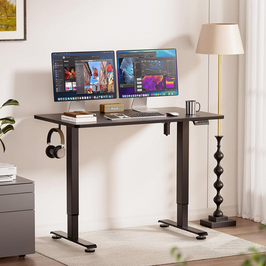 Veken 47.2 Inch Large Electric Standing Desk, Gaming Table, Black