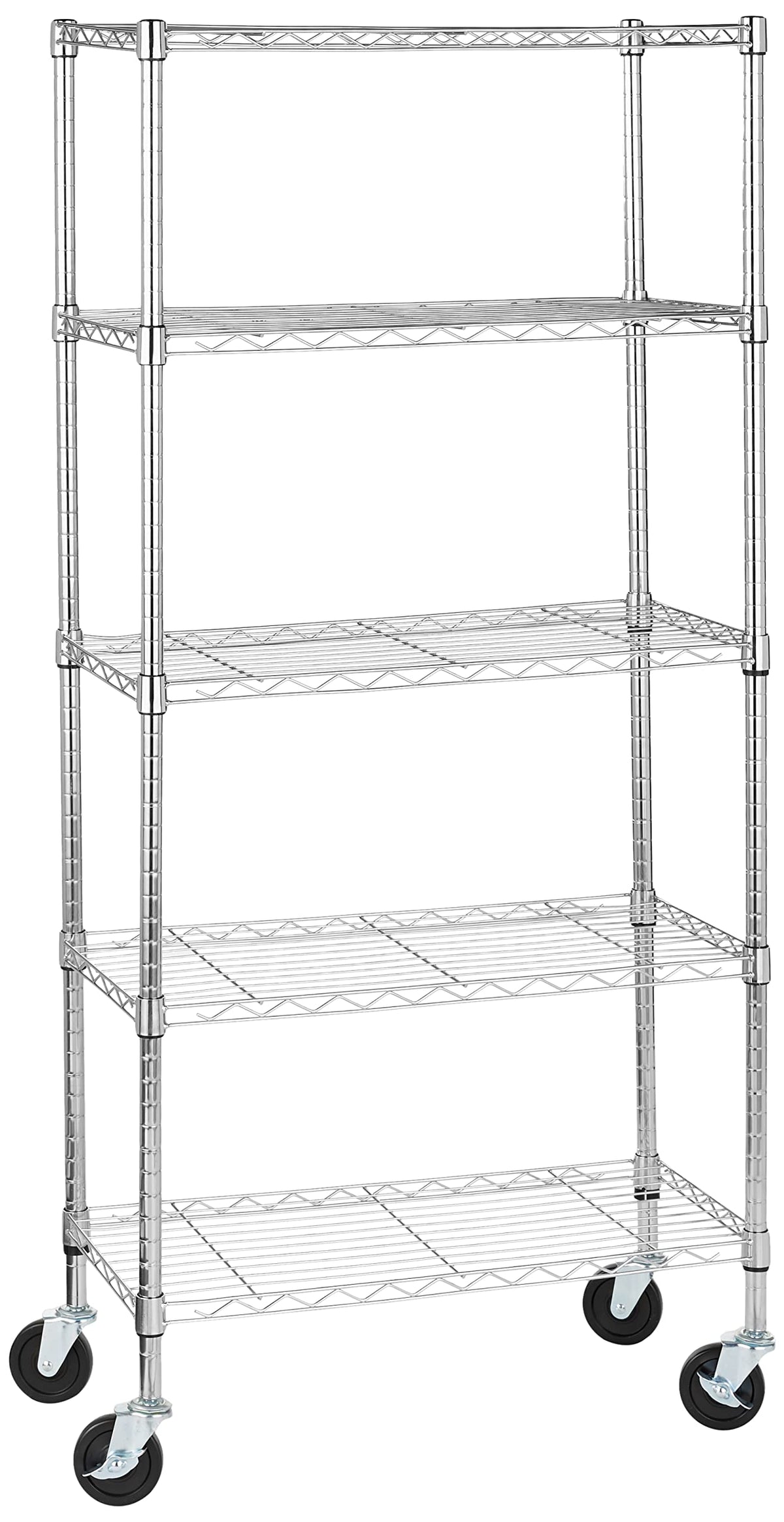 Amazon Basics 4-Shelf Adjustable Heavy Duty Steel Wire Rack Storage Shelving, Sturdy Garage Shelving, 350 lbs Capacity Per Shelf, Easy No-Tool Assembly, 36" x 14" x 54", Black