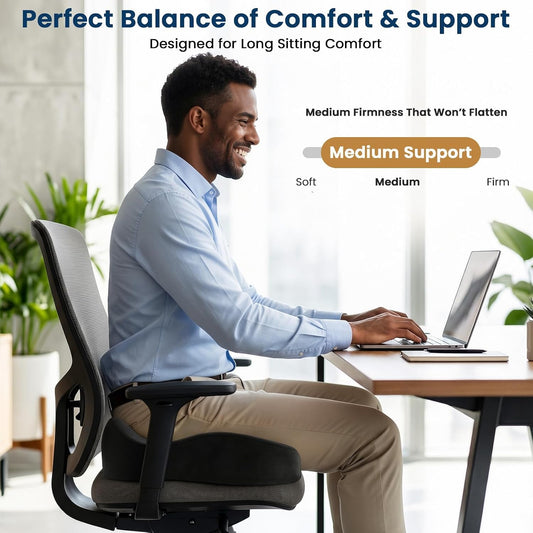 BlissTrends Memory Foam Seat Cushion for Office Chair & Car Seat, Black