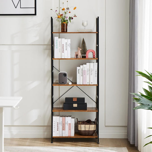 DUMOS 5 Tiers Bookshelf, Classical Modern Book Shelf Bookcase