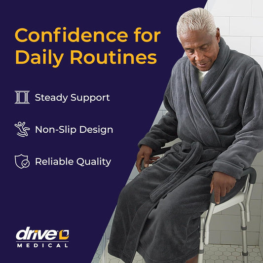 Drive Medical Premium Shower Chair with Back and Padded Arms, White