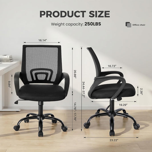DUMOS Ergonomic Office Chair, Mid-Back Executive Desk Chair 2 Pack