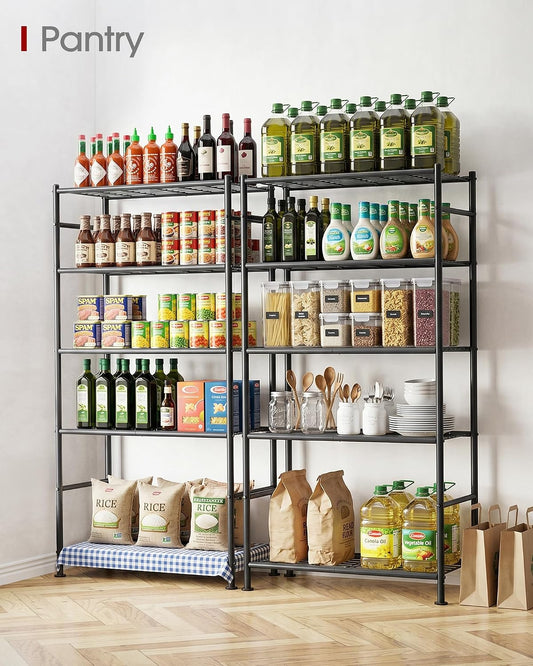 Sakugi Storage Shelves - 5 Tier Shelf Organizer, Heavy Duty Garage Shelving Unit with Leveling Feet, Stable Metal Shelves Organizer for Pantry, Kitchen and Closet, 33.0" W x 12.6" D x 72.0" H, Black