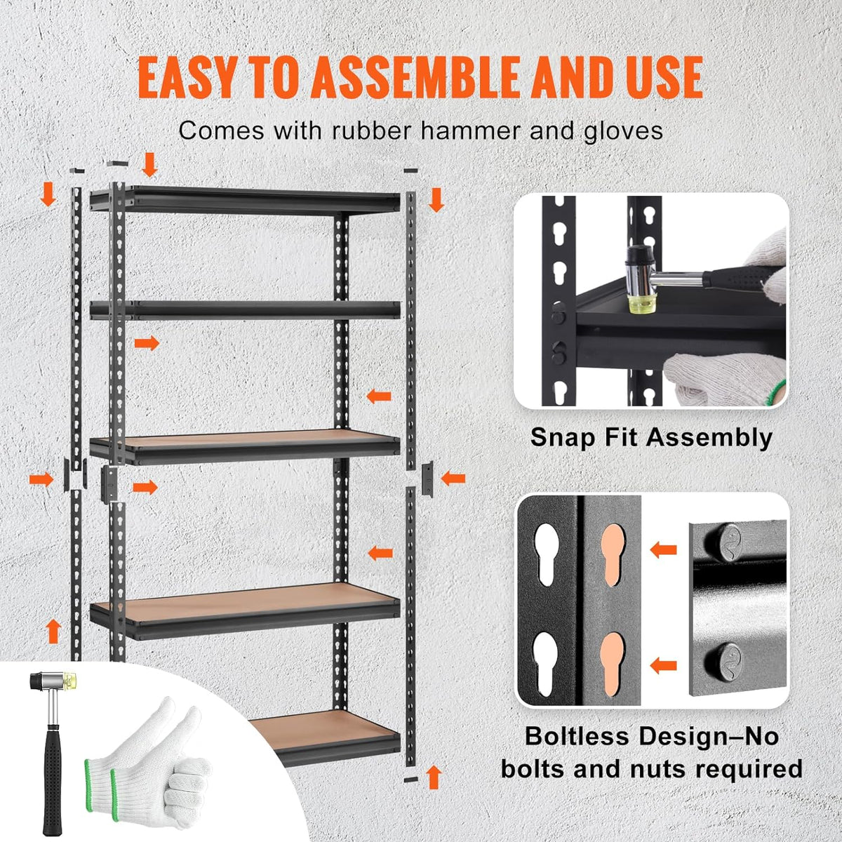 VEVOR Storage Shelves 5-Tier Adjustable 2000 lbs 30"x12"x60" Shelving Unit