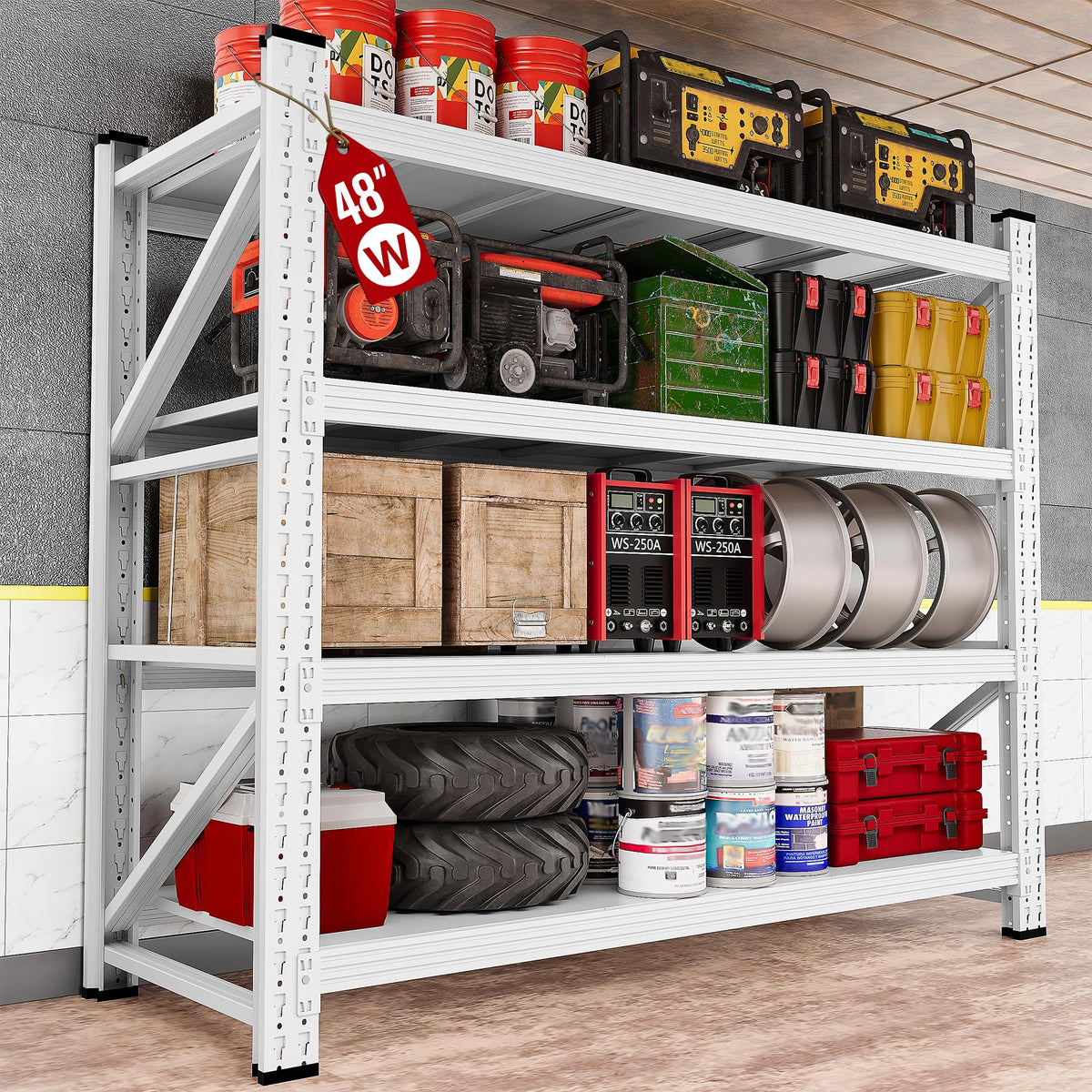 71.3" Wide Heavy Duty Garage Shelving Units,5000LBS Deep Storage Shelves,Black Metal Garage Shelves,Steel Shelf,Large Storage Rack,Industrial Shelving for Shop,Warehouse,Basement,71.3"W x 24"D x 70"H