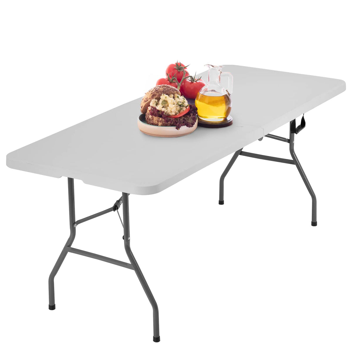 BestOffice | 6FT Folding Table | Black | Portable Plastic Table