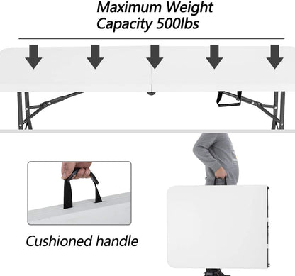 BestOffice | 6FT Folding Table | White | Portable Plastic Table