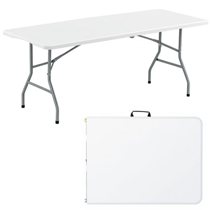 6FT White Plastic Folding Table Heavy Duty Tables Set of 5