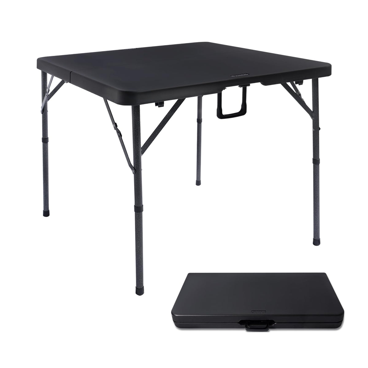 34" Square Folding Card Table,Fold-in-Half Utility Portable Table,White