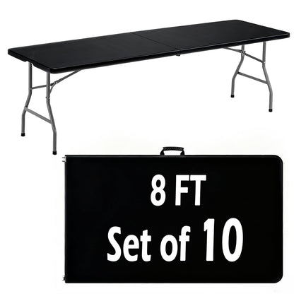 6FT White Plastic Folding Table Heavy Duty Tables Set of 5