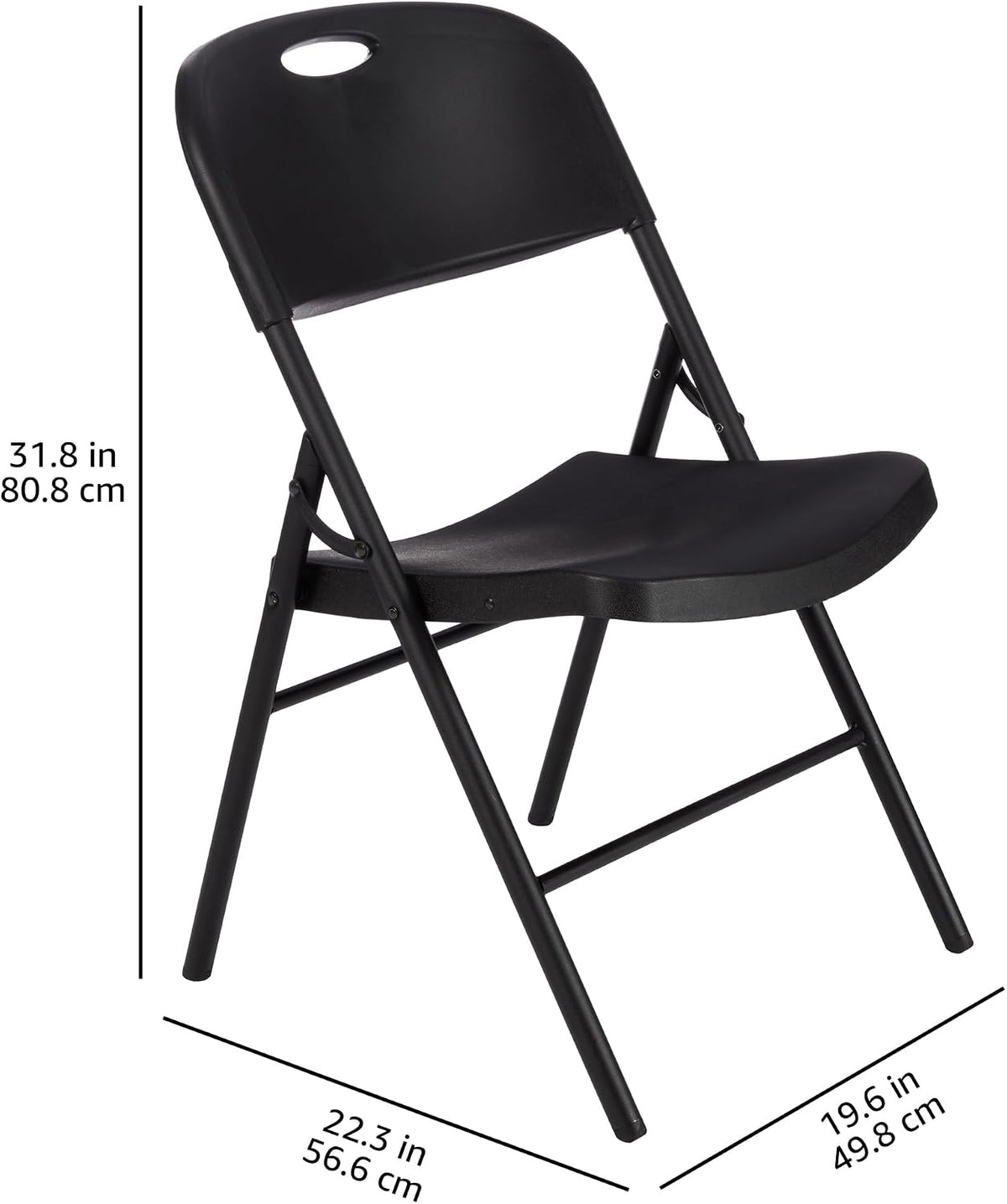 Amazon Basics Sturdy Foldable Portable Plastic Chair, 350-Pound Capacity, Supportive Seating for Events, Space-Saving, Black, 6-Pack