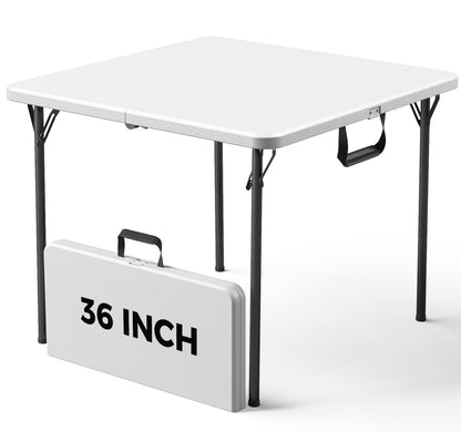 6FT Folding Table 4 Pack,Heavy Duty Plastic Foldable Tables with Carry Handles,Fold-in-Half Portable Utility Tables with Steel Legs for Party,Wedding,Banquet, Camping,Picnic,Event,Indoor Outdoor,White