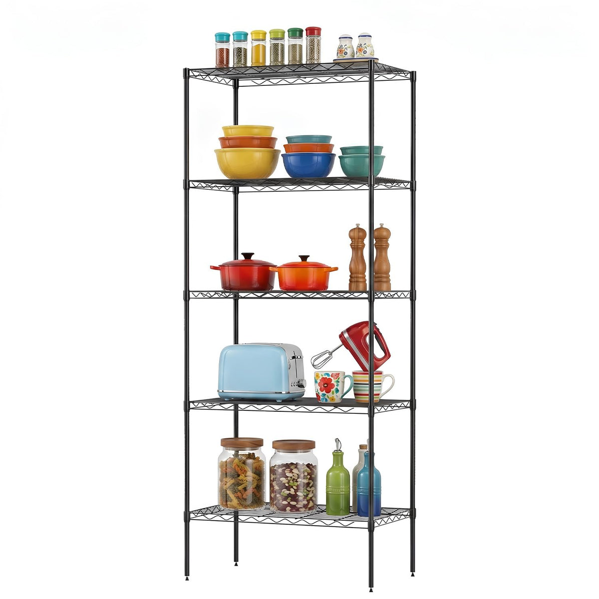 BestOffice | 6-Tier Wire Shelf with Wheels | 45" x 18" x 82" | Chrome