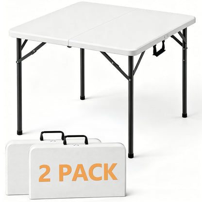 5 FT Folding Table, Heavy Duty Fold in Half Plastic Tables with Carry Handle, Portable Indoor Outdoor Utility Table for Party, Picnic, Camping, Banquet, Wedding, RV Travel