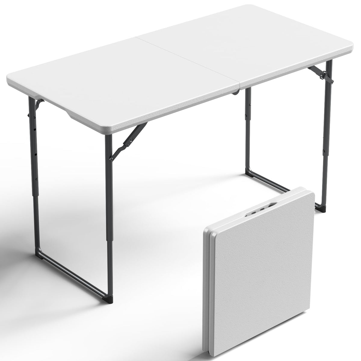 6FT Folding Table 4 Pack,Heavy Duty Plastic Foldable Tables with Carry Handles,Fold-in-Half Portable Utility Tables with Steel Legs for Party,Wedding,Banquet, Camping,Picnic,Event,Indoor Outdoor,White