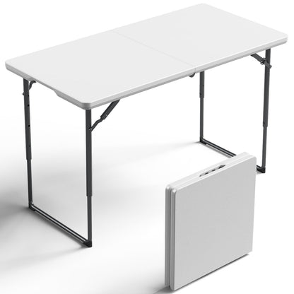 6FT Folding Table 4 Pack,Heavy Duty Plastic Foldable Tables with Carry Handles,Fold-in-Half Portable Utility Tables with Steel Legs for Party,Wedding,Banquet, Camping,Picnic,Event,Indoor Outdoor,White