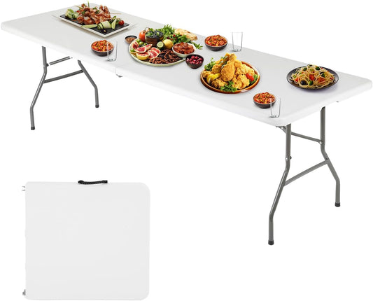 FDW | 6FT Folding Table | White | Portable Plastic Table