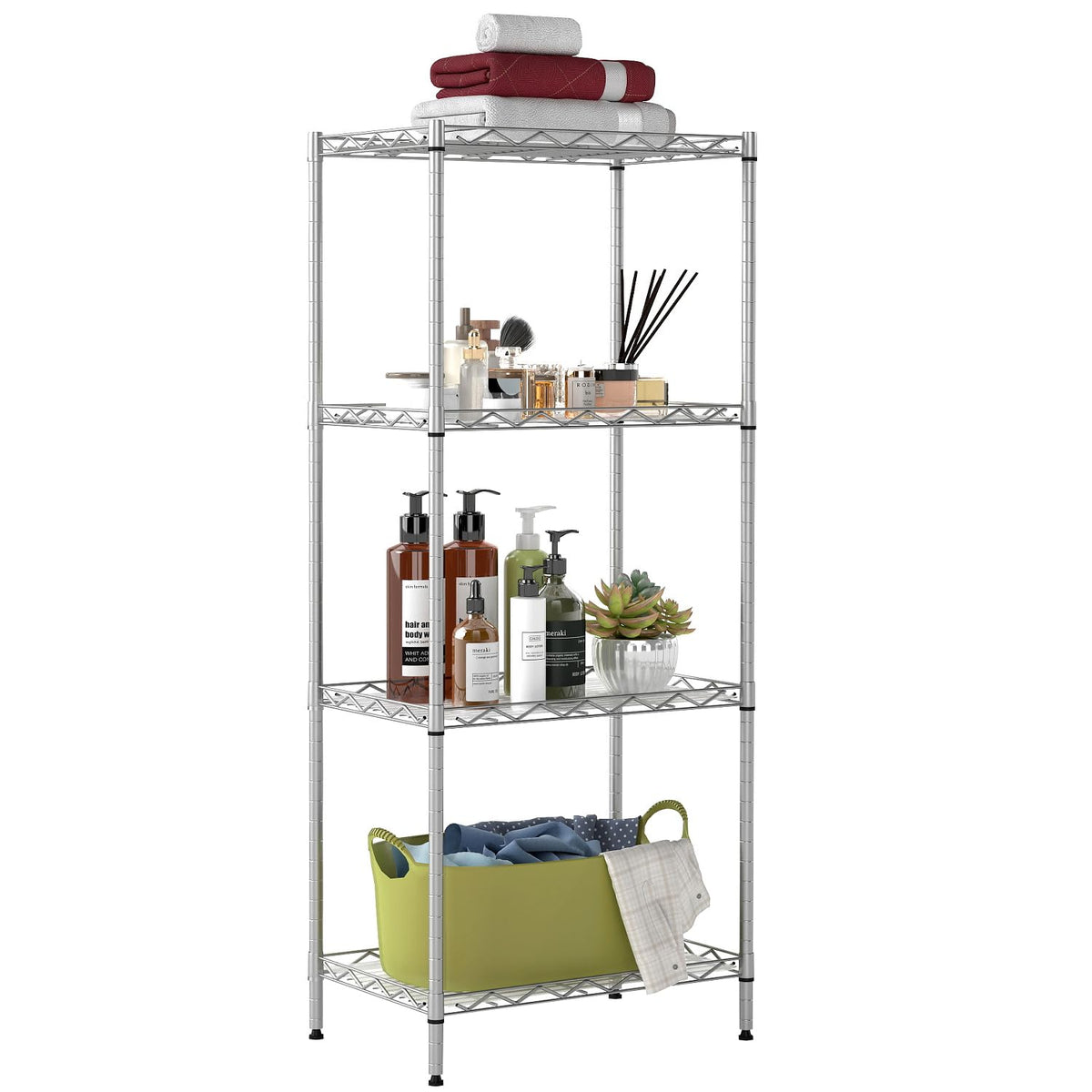 BestOffice | 6-Tier Wire Shelf with Wheels | 45" x 18" x 82" | Chrome