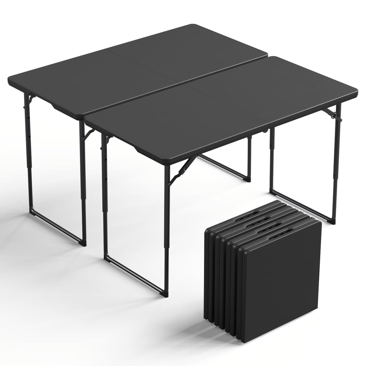 6FT Folding Table 4 Pack,Heavy Duty Plastic Foldable Tables with Carry Handles,Fold-in-Half Portable Utility Tables with Steel Legs for Party,Wedding,Banquet, Camping,Picnic,Event,Indoor Outdoor,White