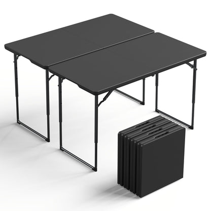 6FT Folding Table 4 Pack,Heavy Duty Plastic Foldable Tables with Carry Handles,Fold-in-Half Portable Utility Tables with Steel Legs for Party,Wedding,Banquet, Camping,Picnic,Event,Indoor Outdoor,White