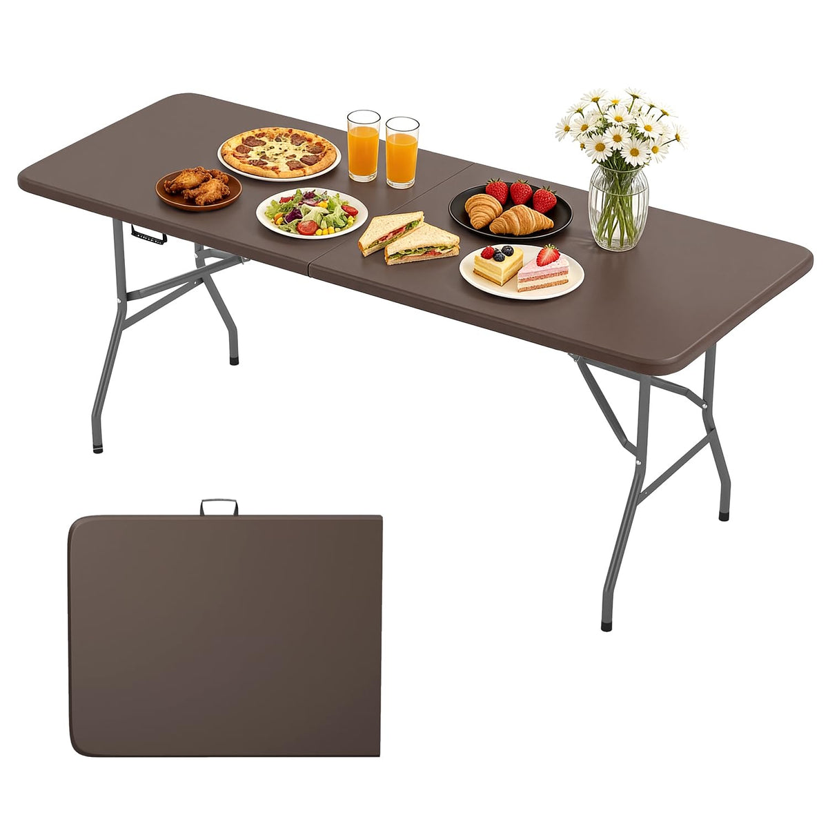BestOffice | 6FT Folding Table | White | Portable Plastic Table