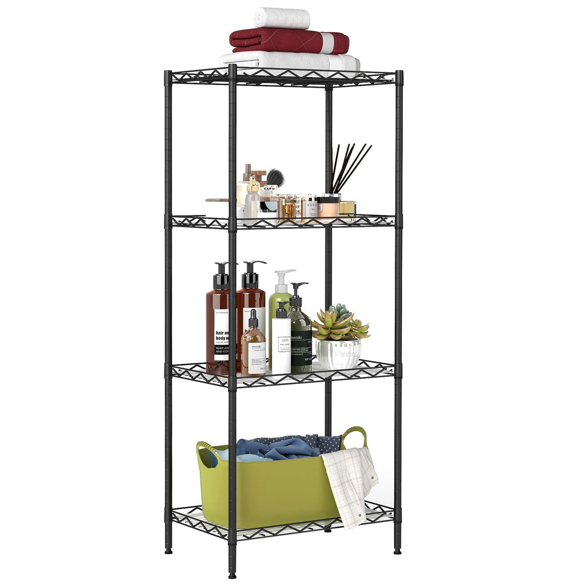 BestOffice | 4-Tier Wire Shelf | 36" x 14" x 54" | Black