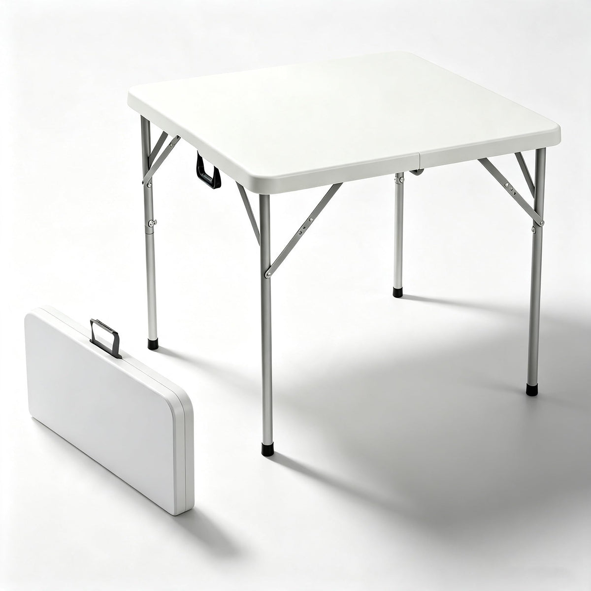 6FT Folding Table,Portable White HDPE Utility Table with Carry Handle