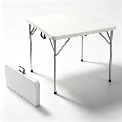6FT Folding Table,Portable White HDPE Utility Table with Carry Handle