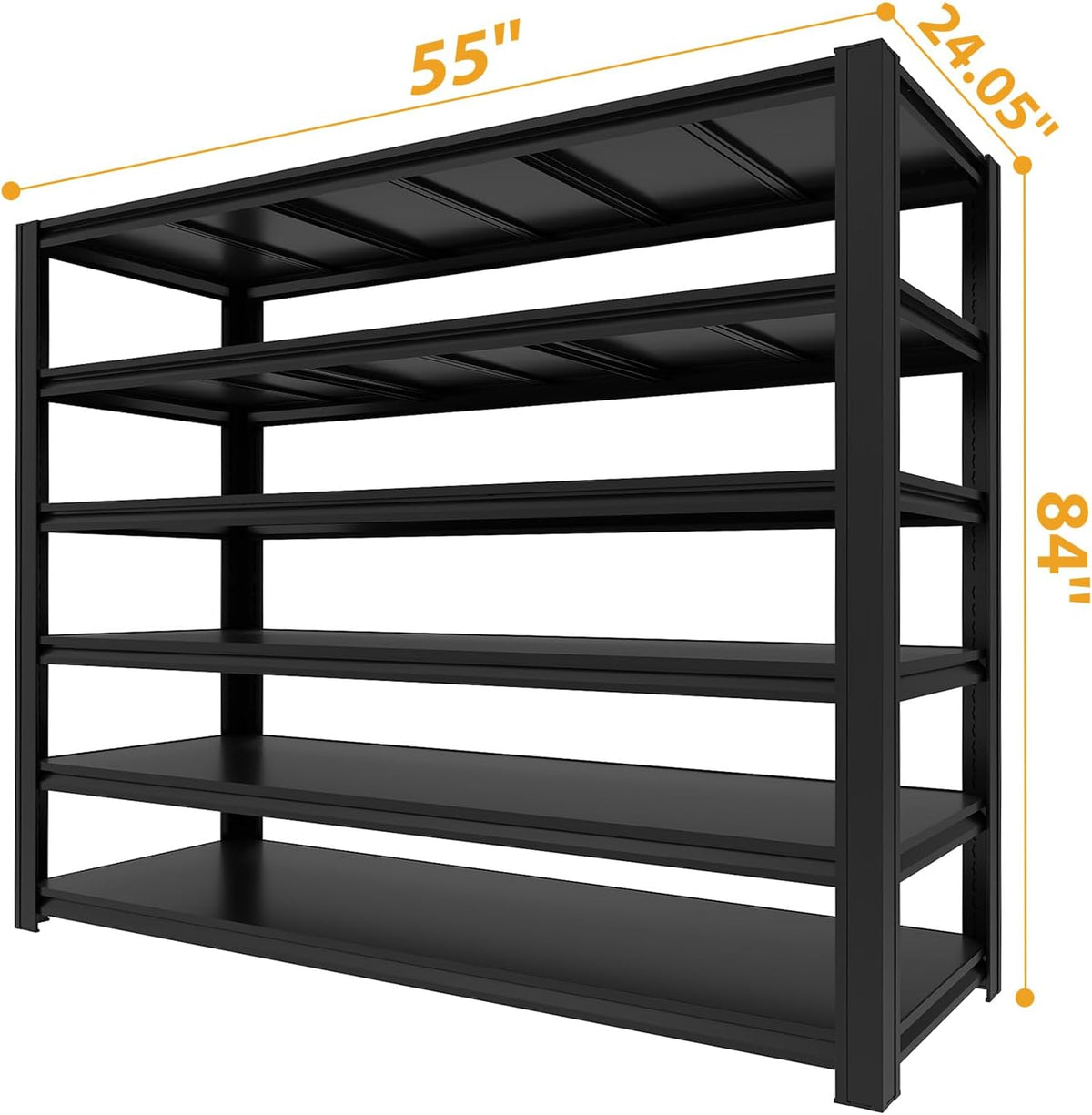 6-Tier Heavy Duty Garage Shelving Unit, 6000 Lbs Capacity Adjustable Metal Storage Shelves, 84" H x 55" W x 24" D, Utility Rack for Basement, Warehouse, and Workshop