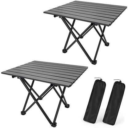 2 Pack Camping Table Foldable, Portable Folding Beach Table, Black-S