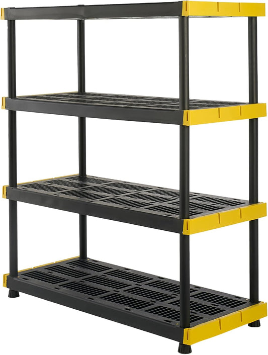 CX 4-Tier Heavy Duty Plastic Storage Shelves for Garage Organization