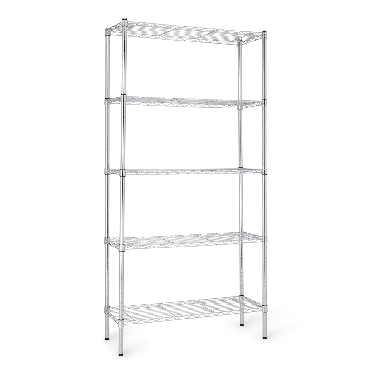 Amazon Basics 4-Shelf Adjustable Heavy Duty Storage Shelving Unit with Wheels, No-Tool Easy Assembly, Garage Shelving, Metal Wire Rack with Casters and Leveling Feet, 36" x 14" x 57.8", Chrome
