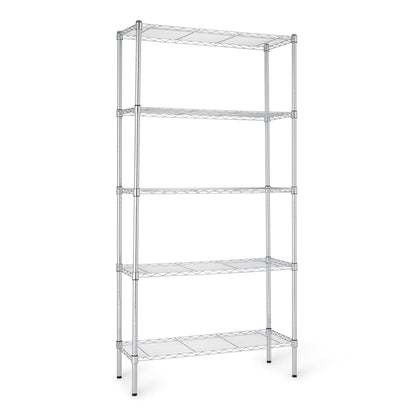 Amazon Basics 4-Shelf Adjustable Heavy Duty Storage Shelving Unit with Wheels, No-Tool Easy Assembly, Garage Shelving, Metal Wire Rack with Casters and Leveling Feet, 36" x 14" x 57.8", Chrome