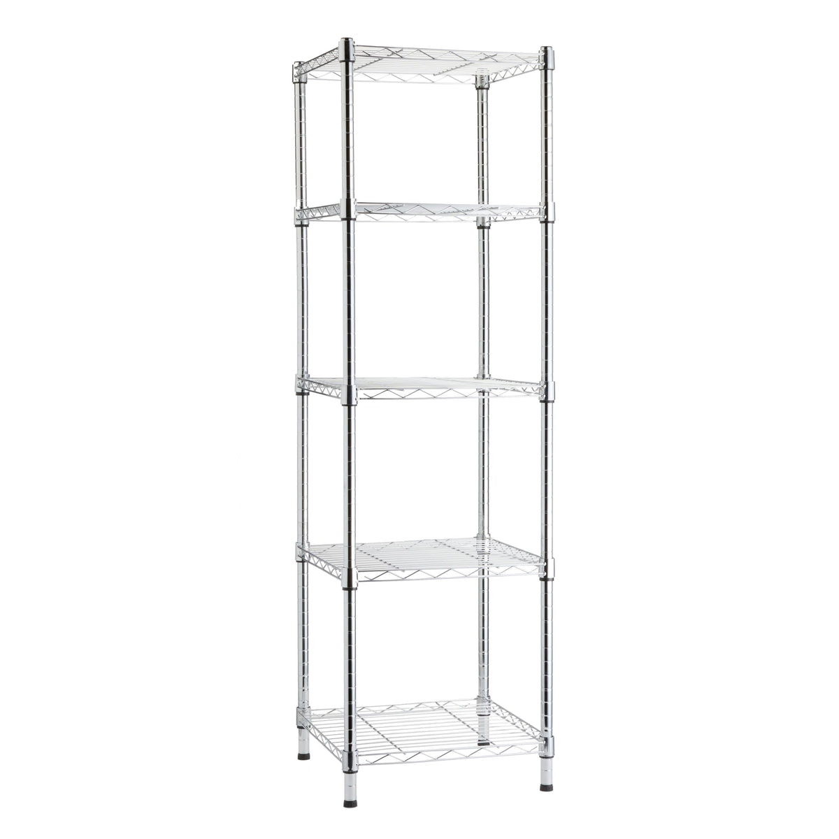 Amazon Basics 4-Shelf Adjustable Heavy Duty Storage Shelving Unit with Wheels, No-Tool Easy Assembly, Garage Shelving, Metal Wire Rack with Casters and Leveling Feet, 36" x 14" x 57.8", Chrome