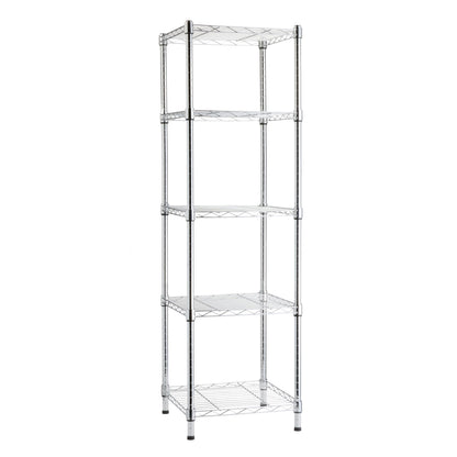 Amazon Basics 5-Shelf Adjustable Heavy Duty Steel Wire Rack, Space Saving Storage Shelving Organizer for Kitchen, Garage, No-Tool Assembly, 350 lbs Weight Capacity, 36" x 14" x 72", Chrome