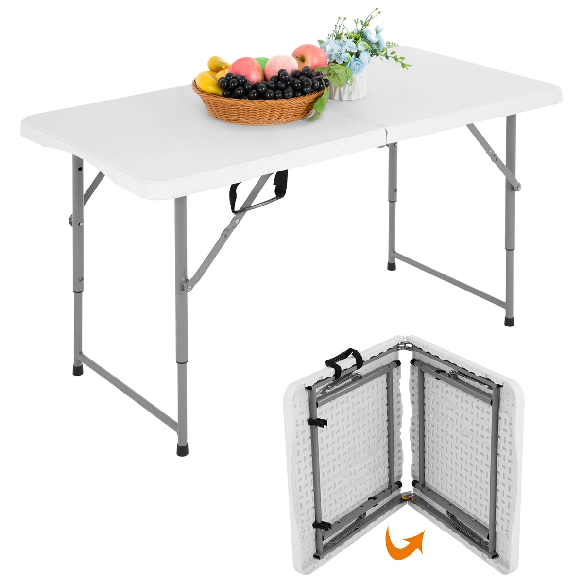 BestOffice | 6FT Folding Table | White | Portable Plastic Table