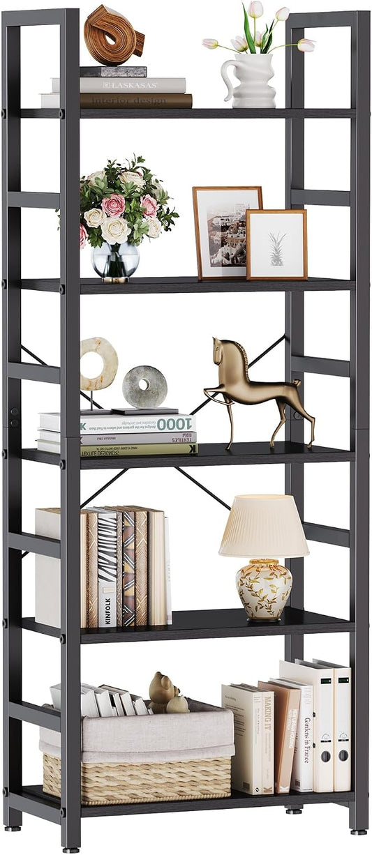 DUMOS 5-Tier Bookshelf, Modern Tall Bookcase Book Shelf