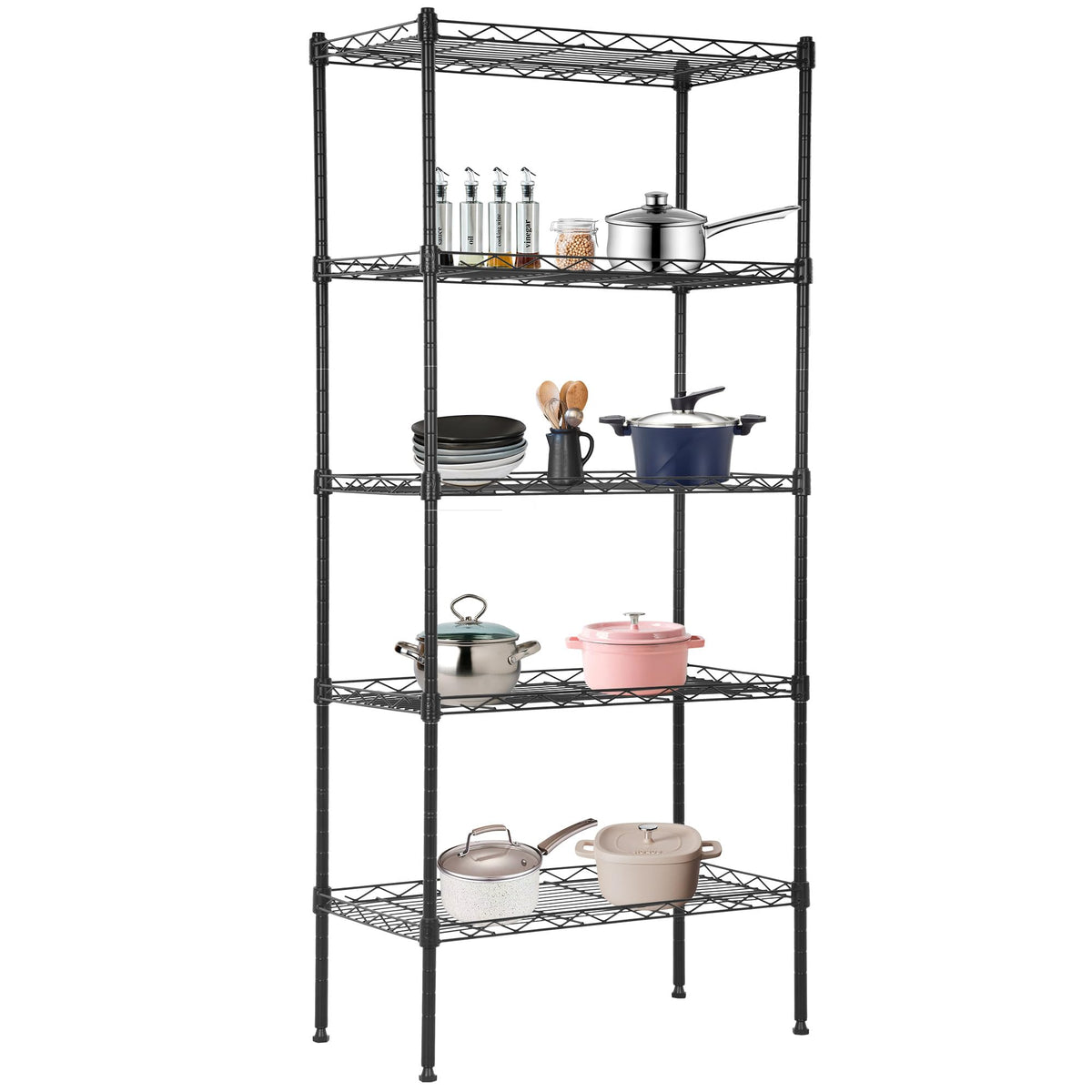 BestOffice | 4-Tier Wire Shelf | 36" x 14" x 54" | Black