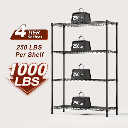 BestOffice | 4-Tier Wire Shelf | 36" x 14" x 54" | Black