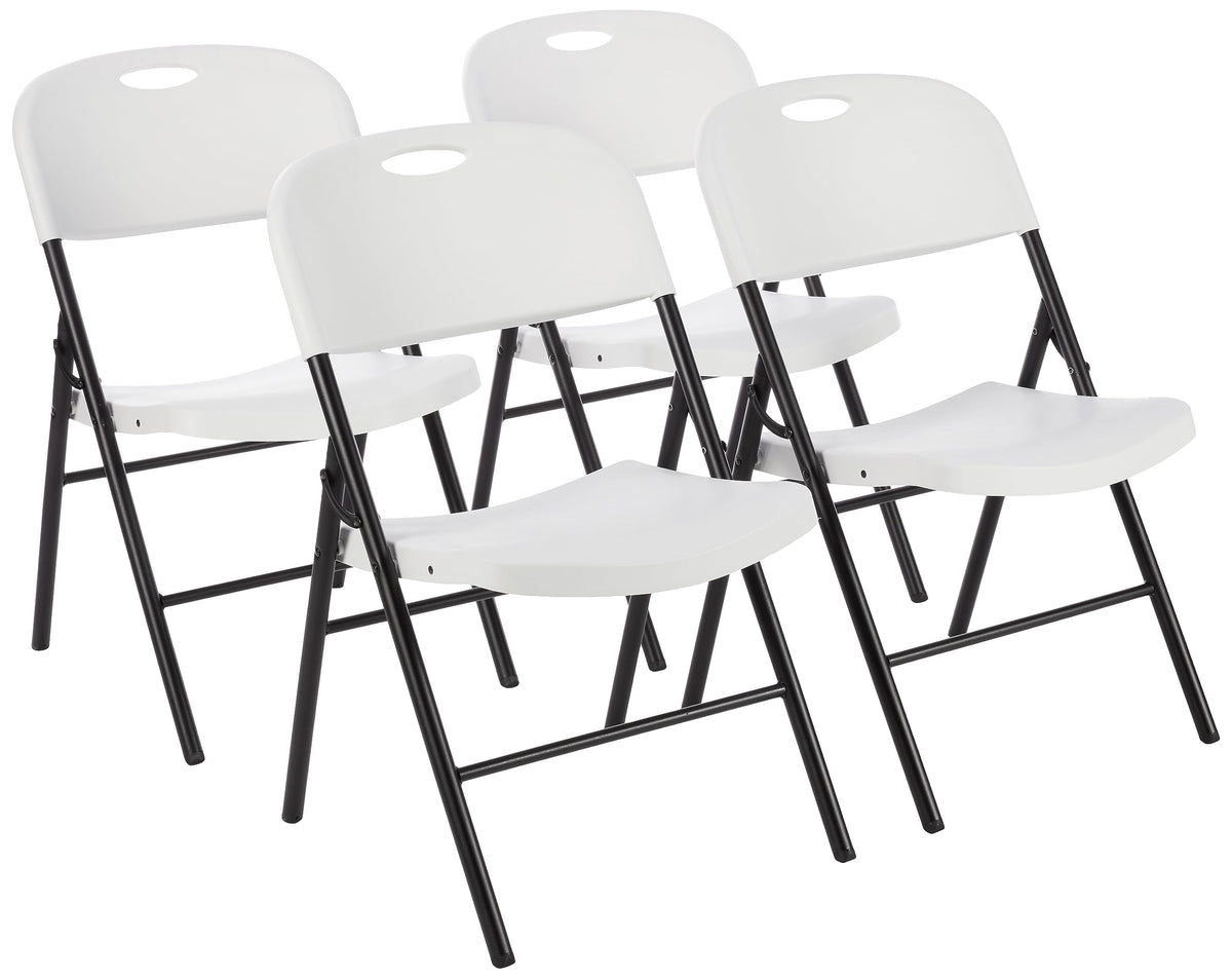 Amazon Basics Sturdy Foldable Portable Plastic Chair, 350-Pound Capacity, Supportive Seating for Events, Space-Saving, Black, 6-Pack