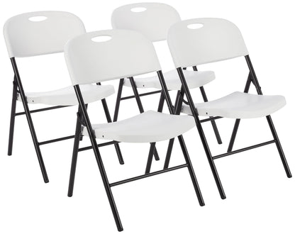 Amazon Basics Sturdy Foldable Portable Plastic Chair, 350-Pound Capacity, Supportive Seating for Events, Space-Saving, Black, 6-Pack