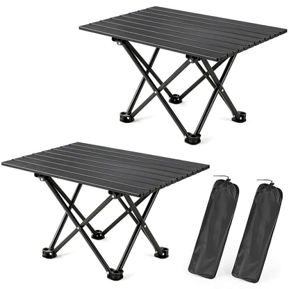 2 Pack Camping Table Foldable, Portable Folding Beach Table, Black-S