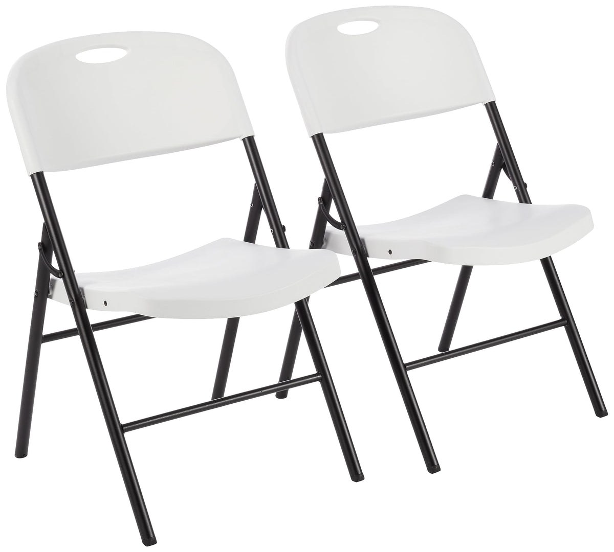 Amazon Basics Sturdy Foldable Portable Plastic Chair, 350-Pound Capacity, Supportive Seating for Events, Space-Saving, Black, 6-Pack