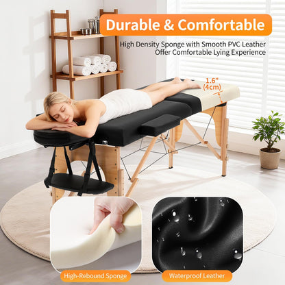 BestMassage Massage Bed Portable Folding Massage Table 24" Wide,Black