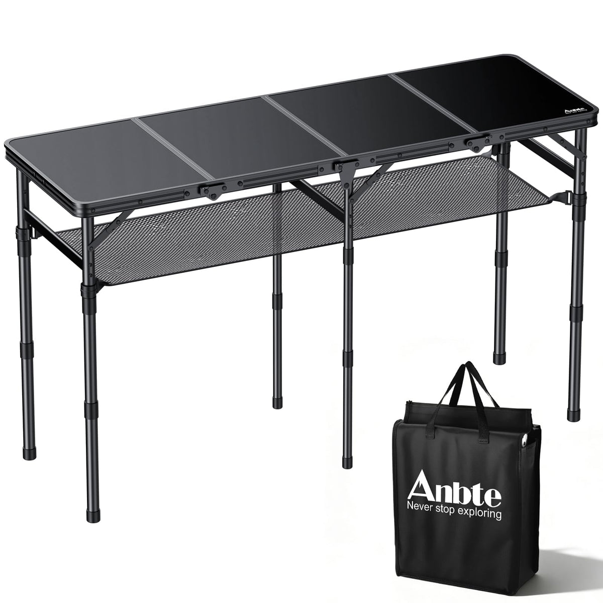 Anbte Folding Camping Table, 24"X 16" Adjustable Height Small Folding Table