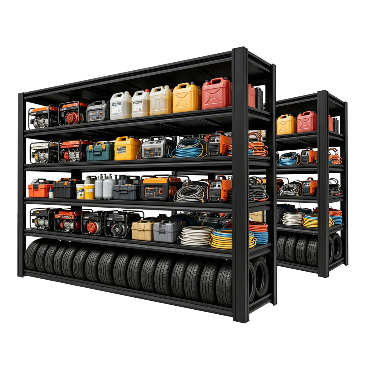 6-Tier Heavy Duty Garage Shelving Unit, 6000 Lbs Capacity Adjustable Metal Storage Shelves, 84" H x 55" W x 24" D, Utility Rack for Basement, Warehouse, and Workshop
