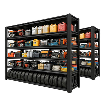 6-Tier Heavy Duty Garage Shelving Unit, 6000 Lbs Capacity Adjustable Metal Storage Shelves, 84" H x 55" W x 24" D, Utility Rack for Basement, Warehouse, and Workshop